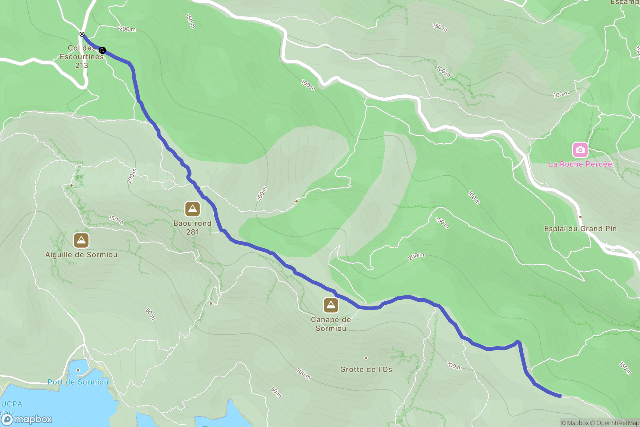 Les Baumettes : carte du parcours de randonnée - France
