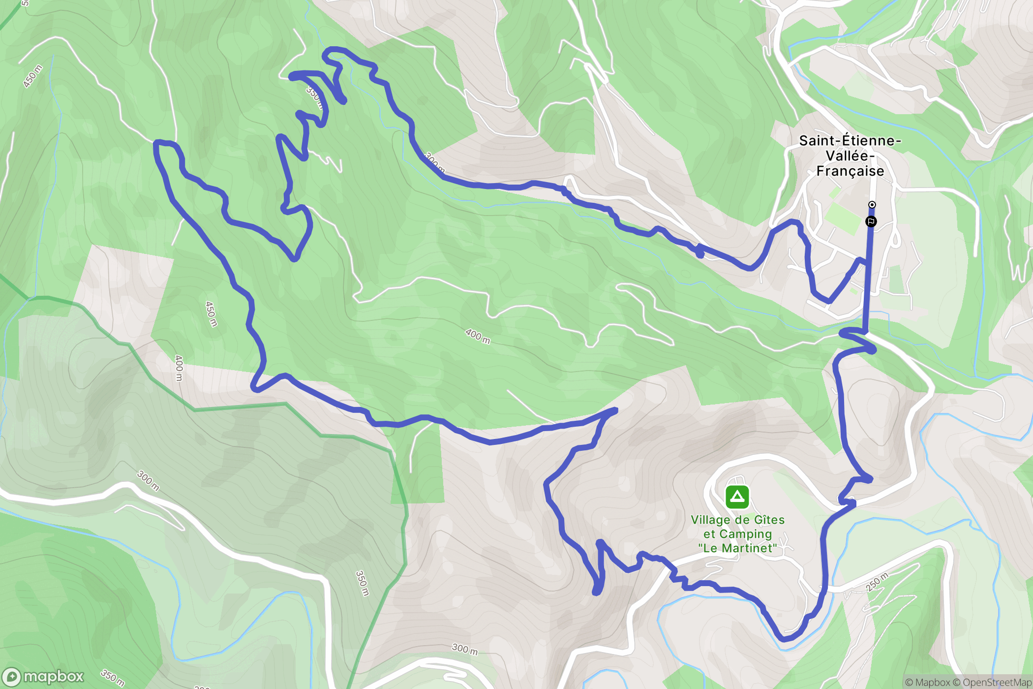 Saint-Etienne-Vallée-Française : carte du parcours de randonnée - France