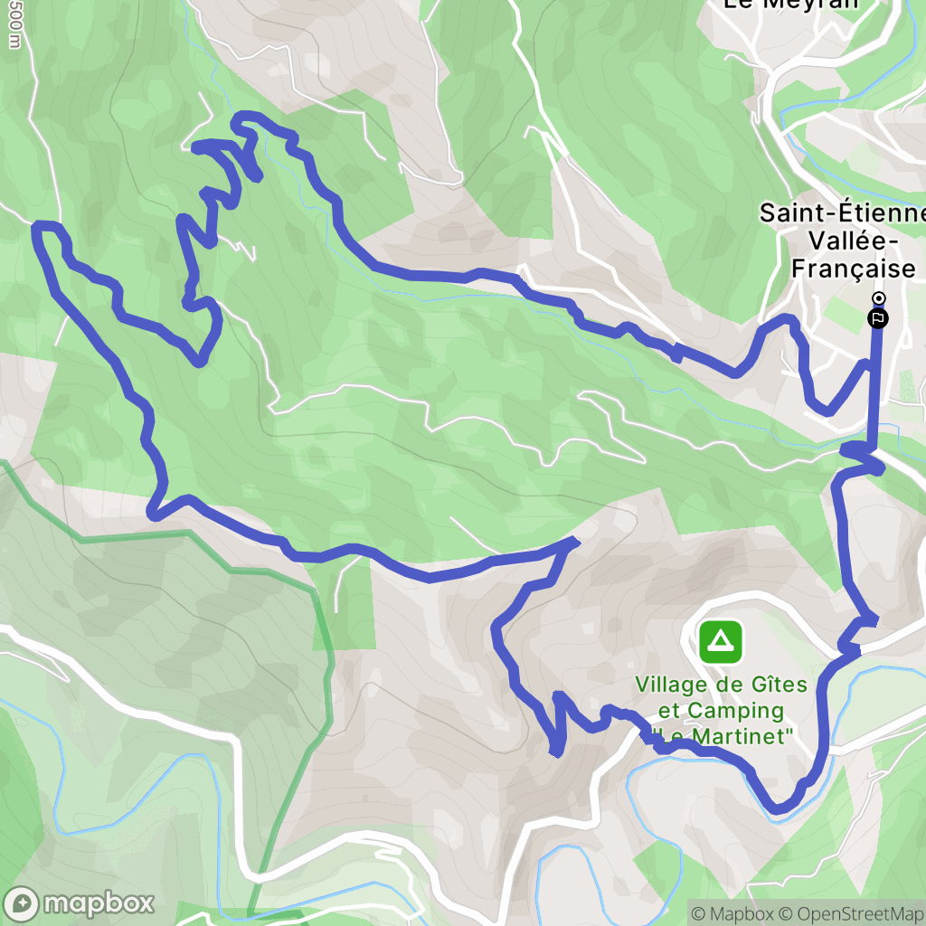 Saint-Etienne-Vallée-Française : carte du parcours de randonnée - France