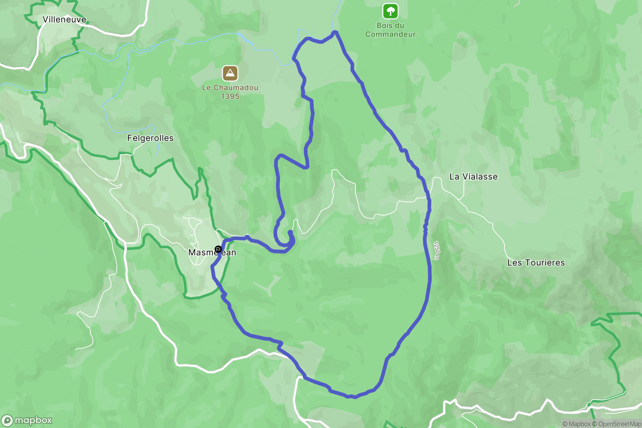 Pont-de-Montvert-Sud-Mont-Lozère : carte du parcours de randonnée - France