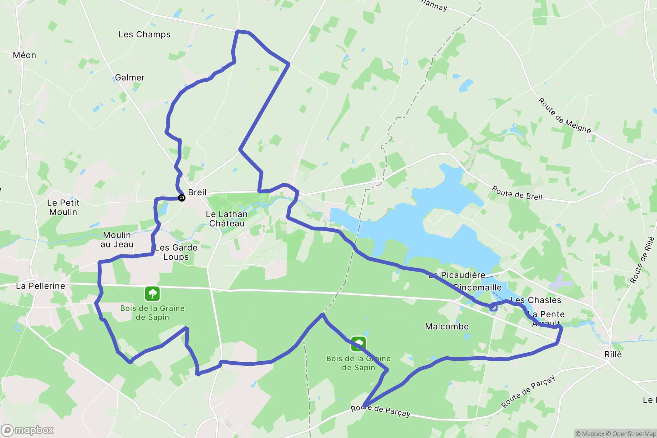 Noyant-Villages : carte du parcours de randonnée - France