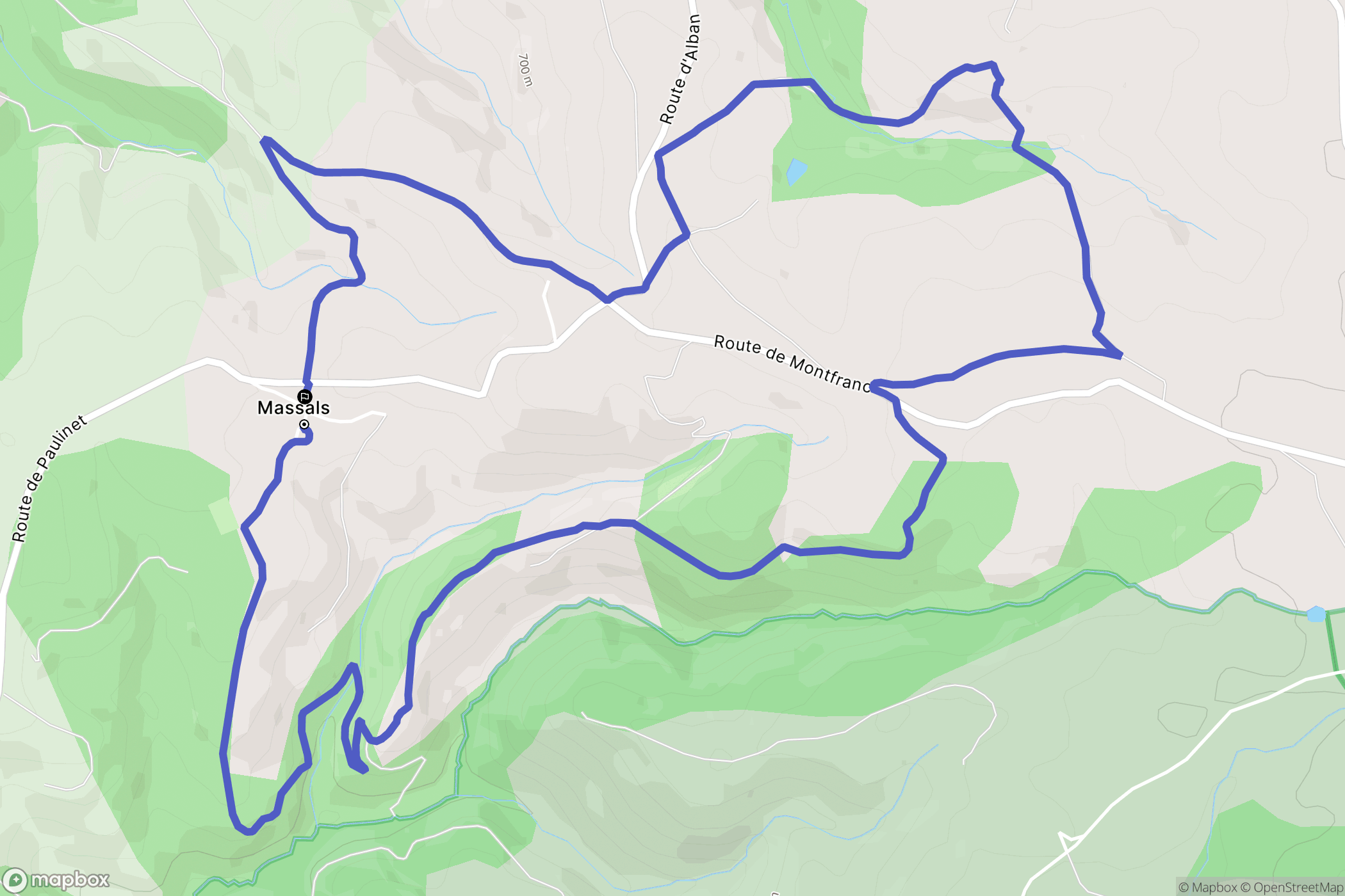 Massals : carte du parcours de randonnée - France