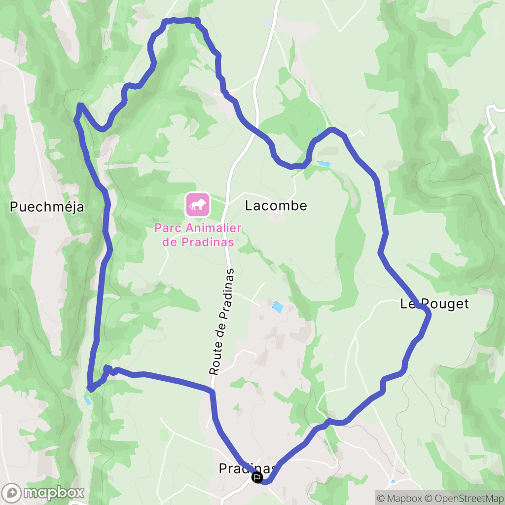 Pradinas : carte du parcours de randonnée - France