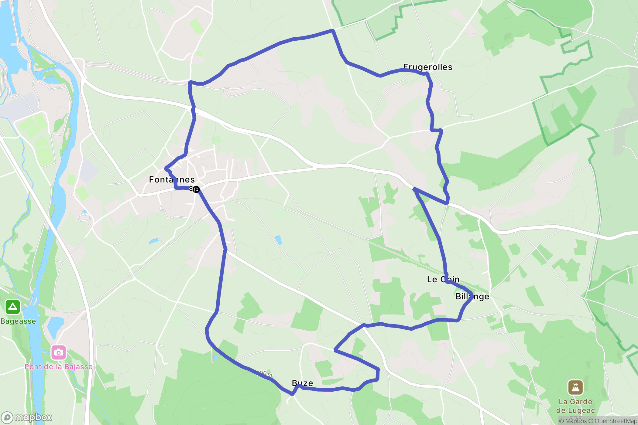 Fontannes : carte du parcours de randonnée - France