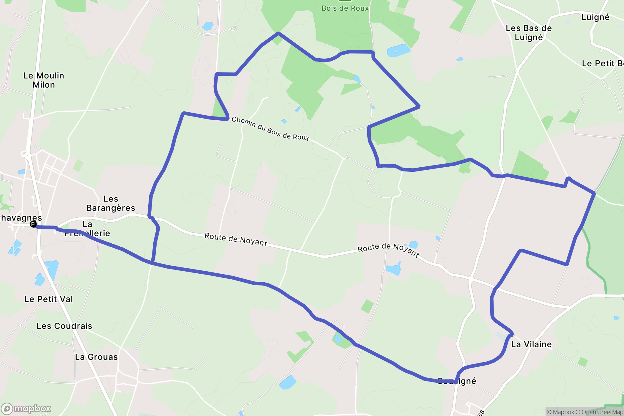 Terranjou : carte du parcours de randonnée - France