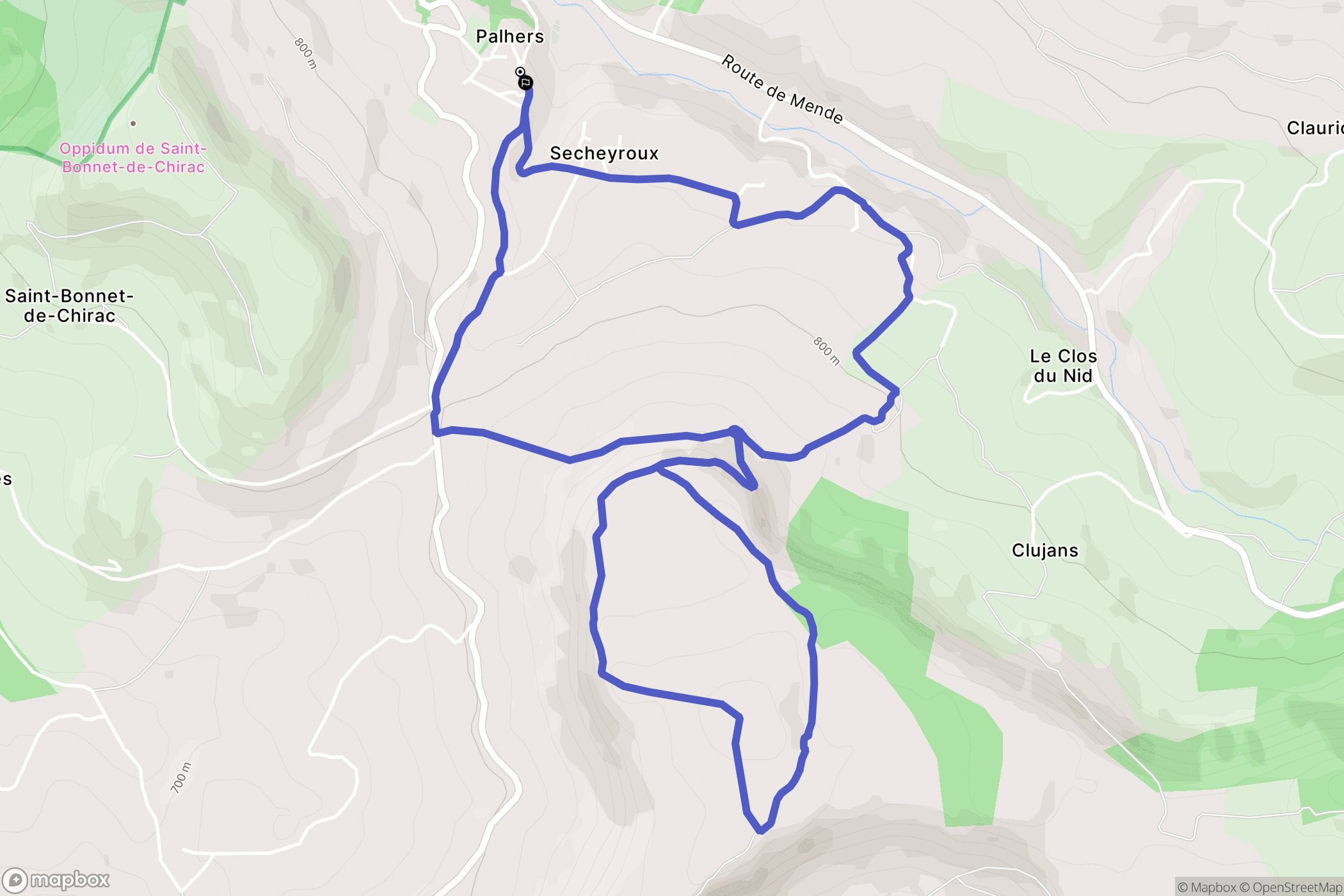 Palhers : carte du parcours de randonnée - France