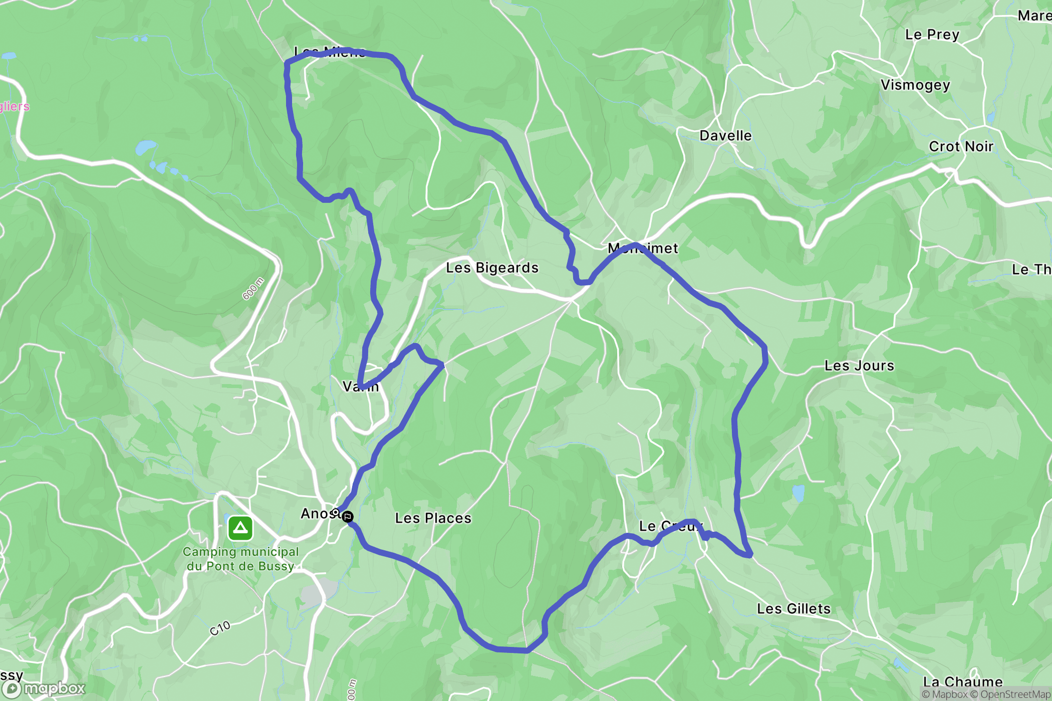 Anost : carte du parcours de randonnée - France