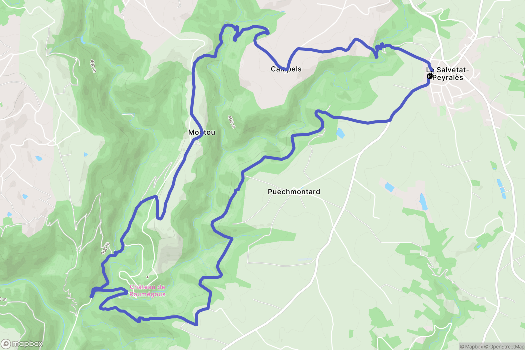 La Salvetat-Peyralès : carte du parcours de randonnée - France