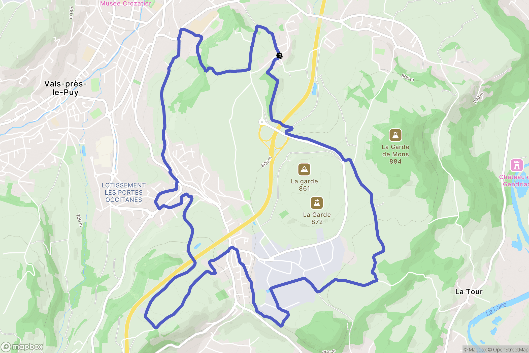 Le Puy-en-Velay : carte du parcours de randonnée - France