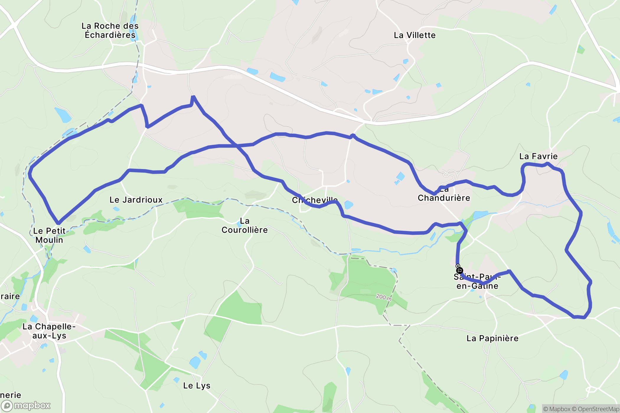 Saint-Paul-en-Gâtine : carte du parcours de randonnée - France