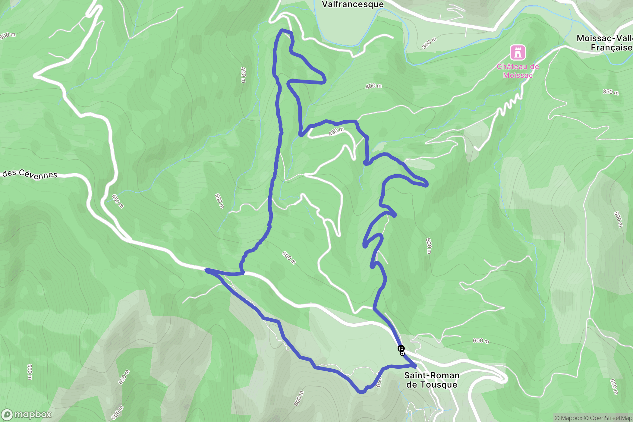 Moissac-Vallée-Française : carte du parcours de randonnée - France