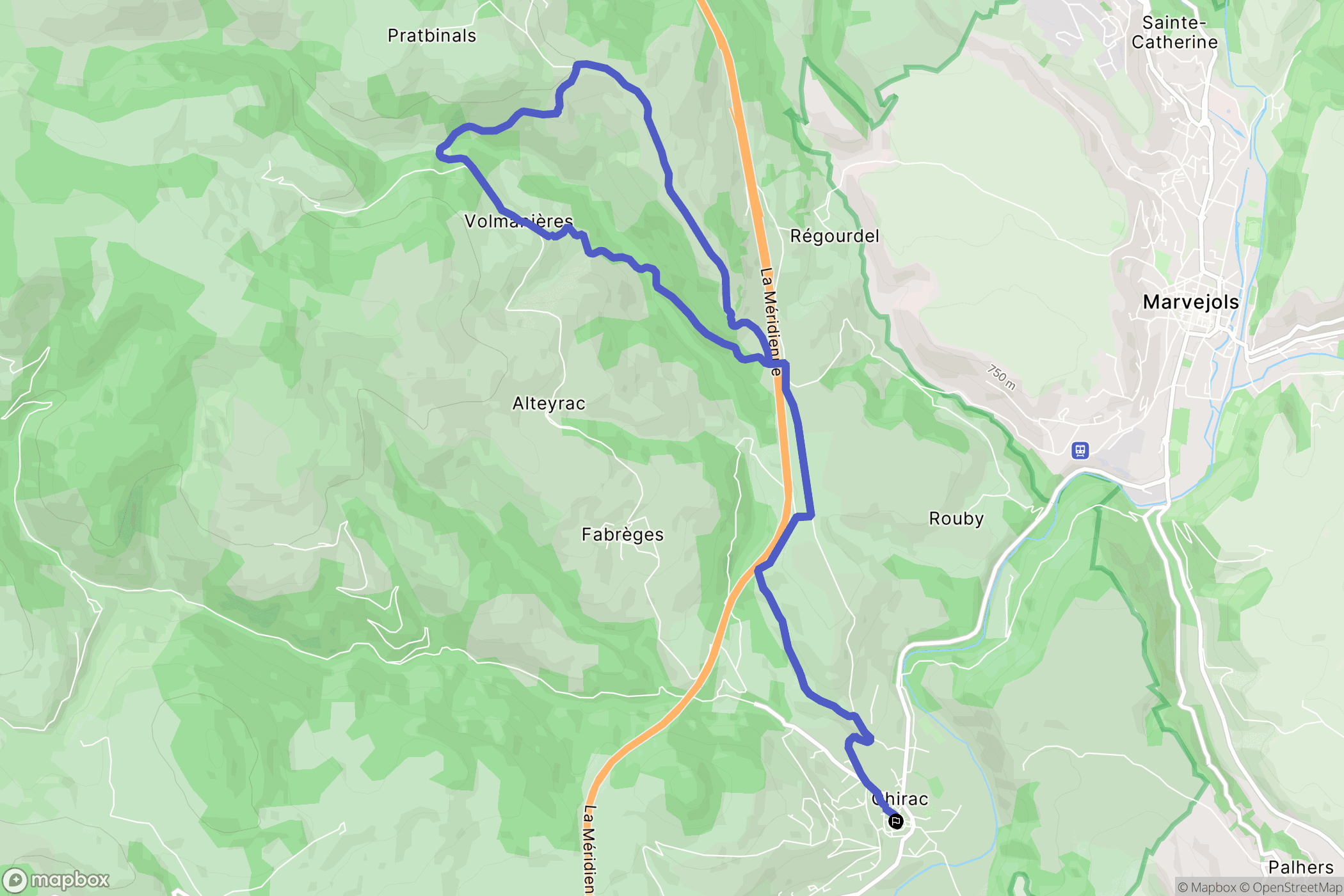 Bourgs-sur-Colagne : carte du parcours de randonnée - France