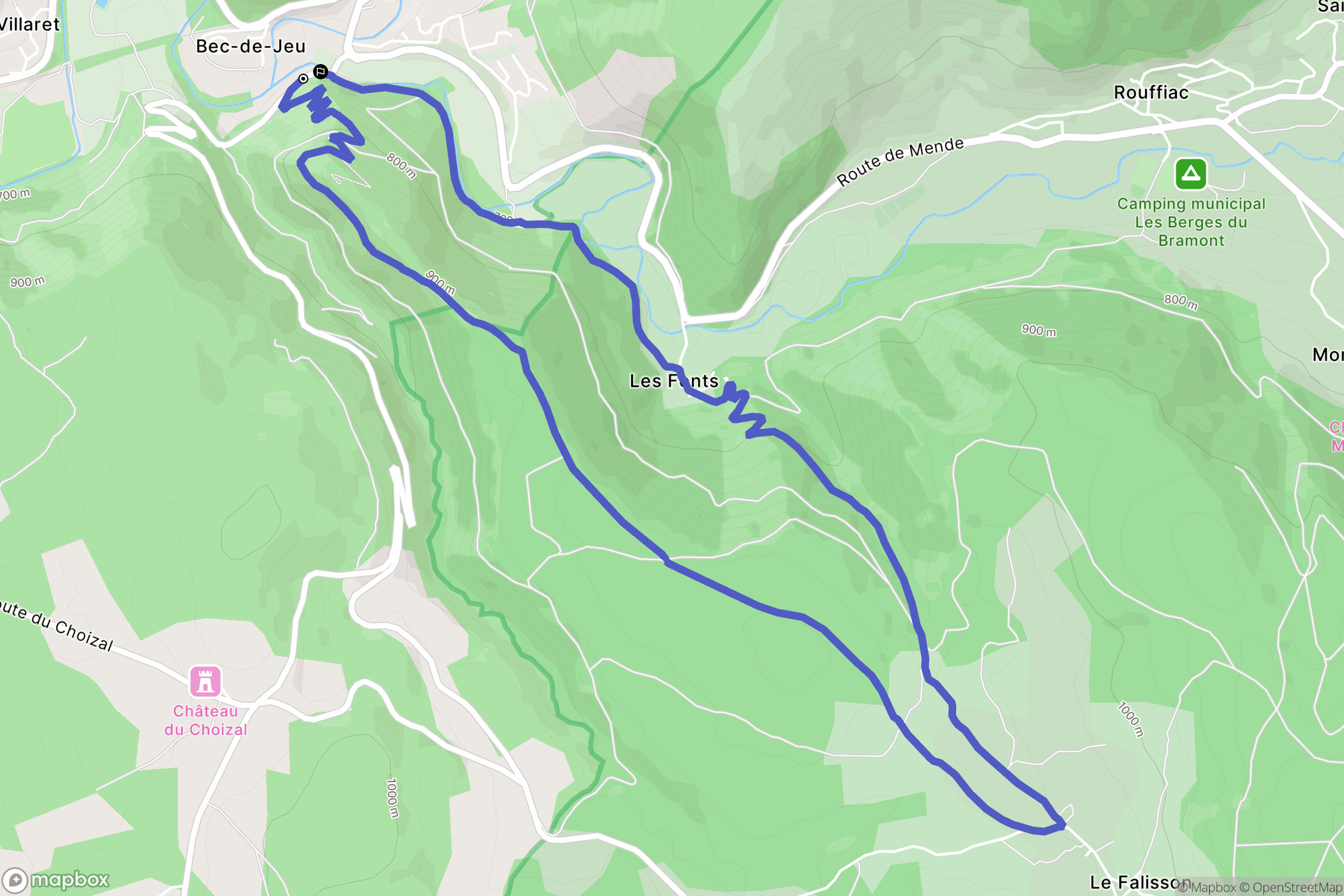 Balsièges : carte du parcours de randonnée - France