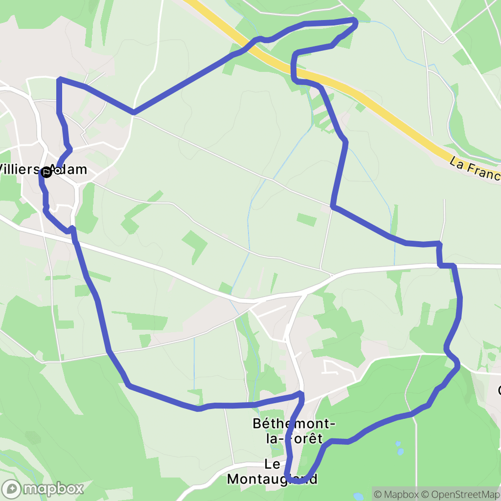 Villiers-Adam : carte du parcours de randonnée - France