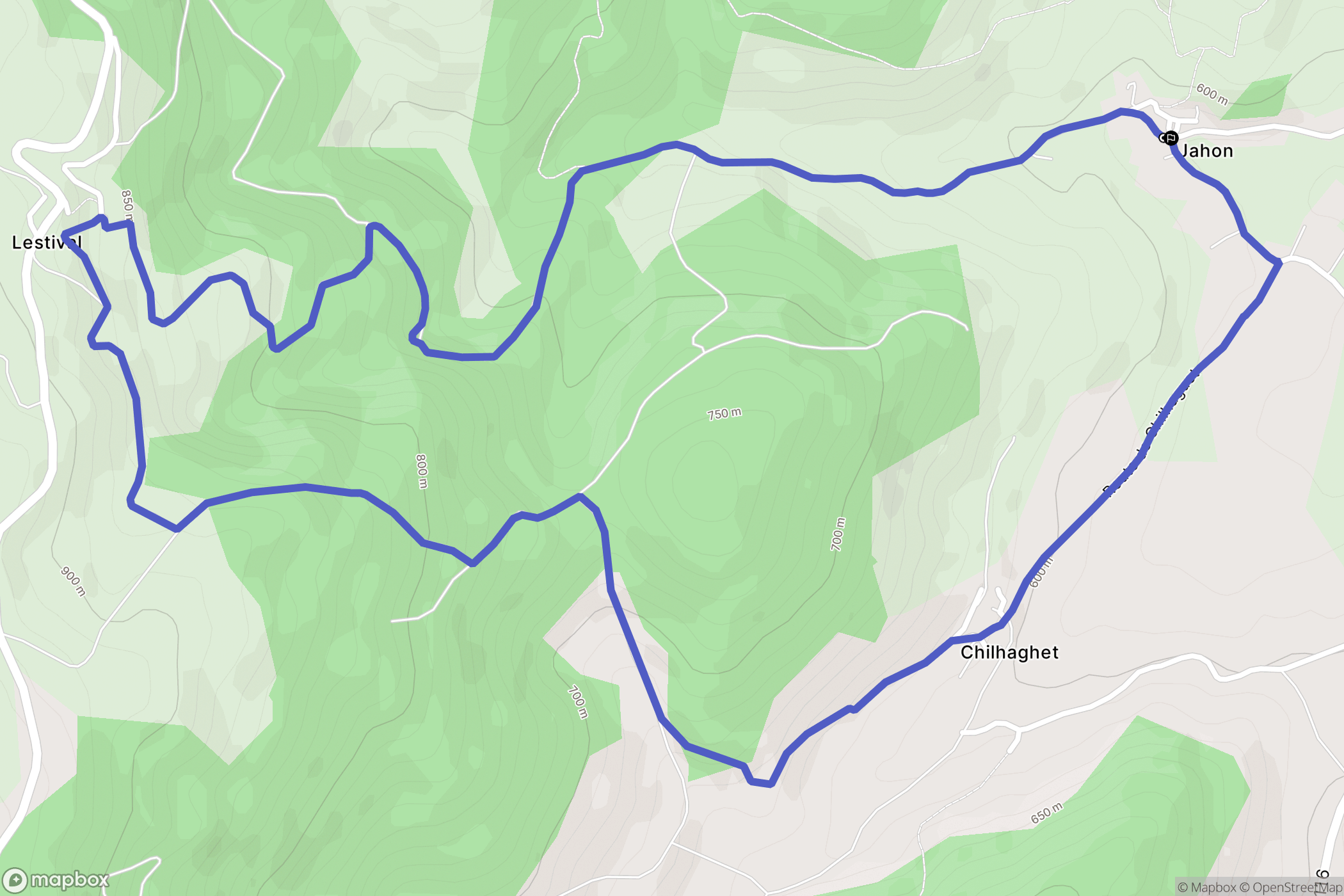 Langeac : carte du parcours de randonnée - France