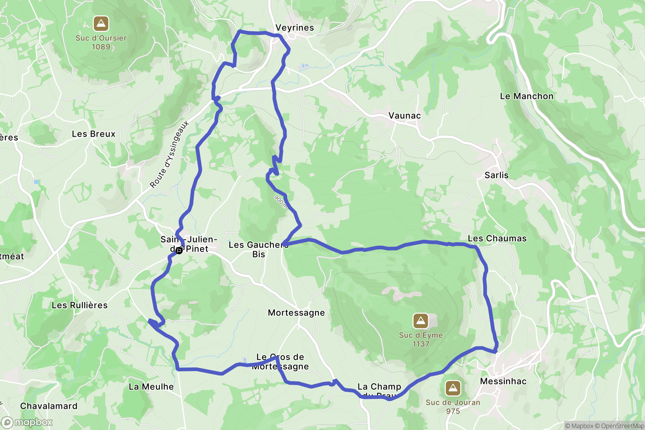 Saint-Julien-du-Pinet : carte du parcours de randonnée - France