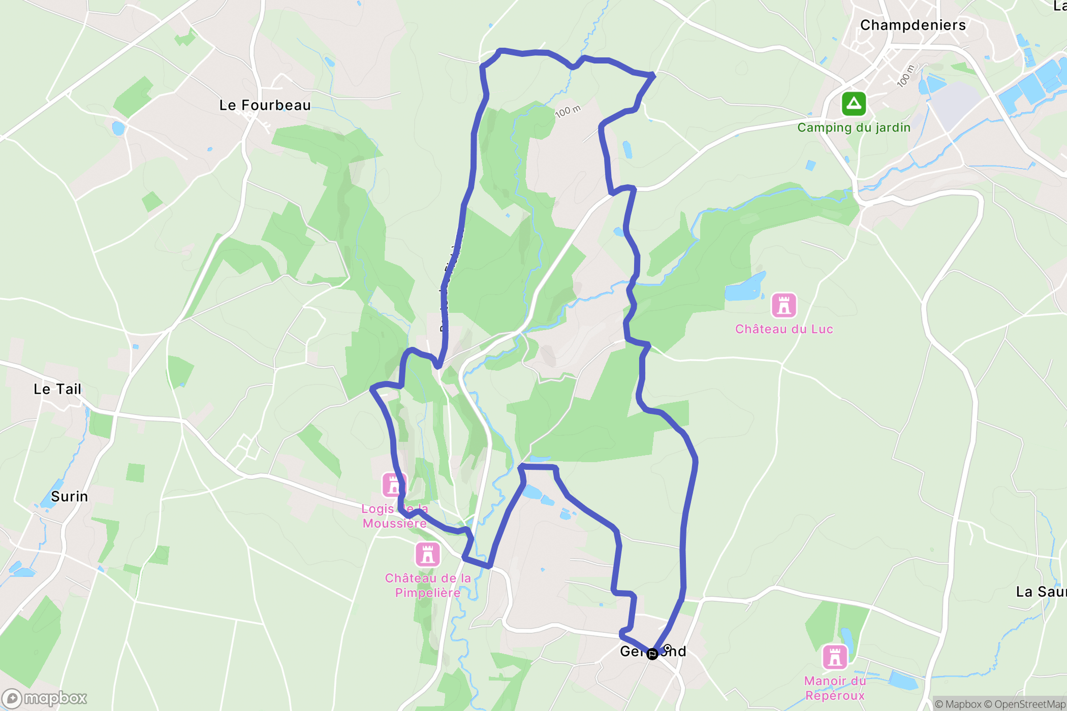 Germond-Rouvre : carte du parcours de randonnée - France