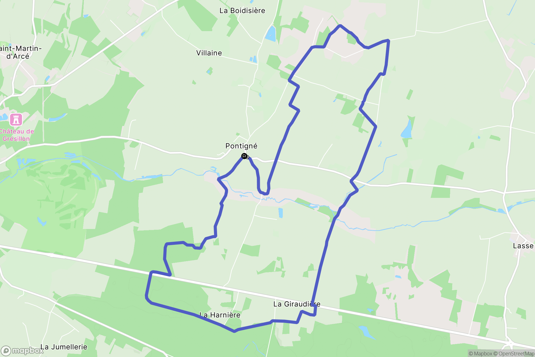 Baugé en Anjou : carte du parcours de randonnée - France