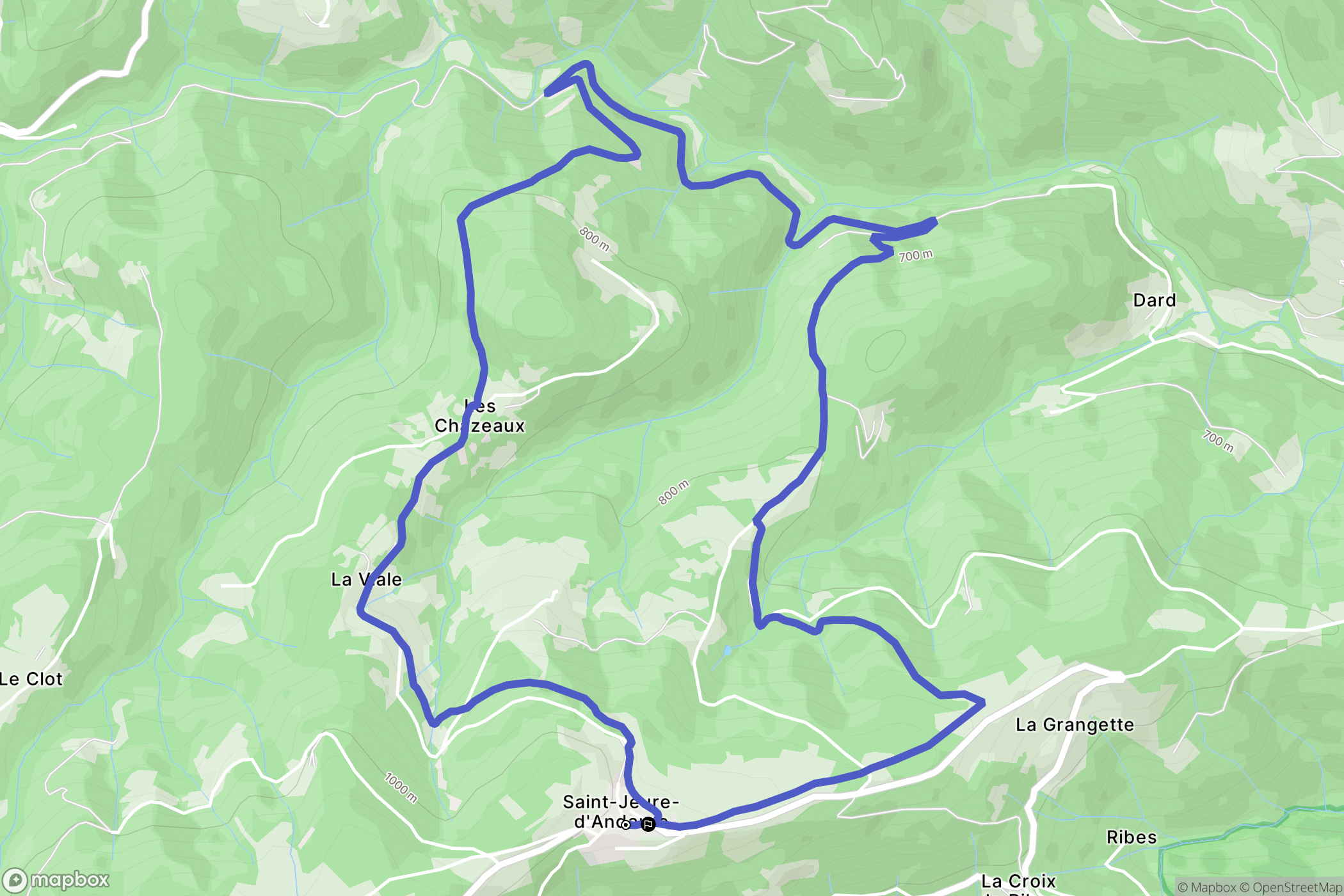 Saint-Jeure-d'Andaure : carte du parcours de randonnée - France