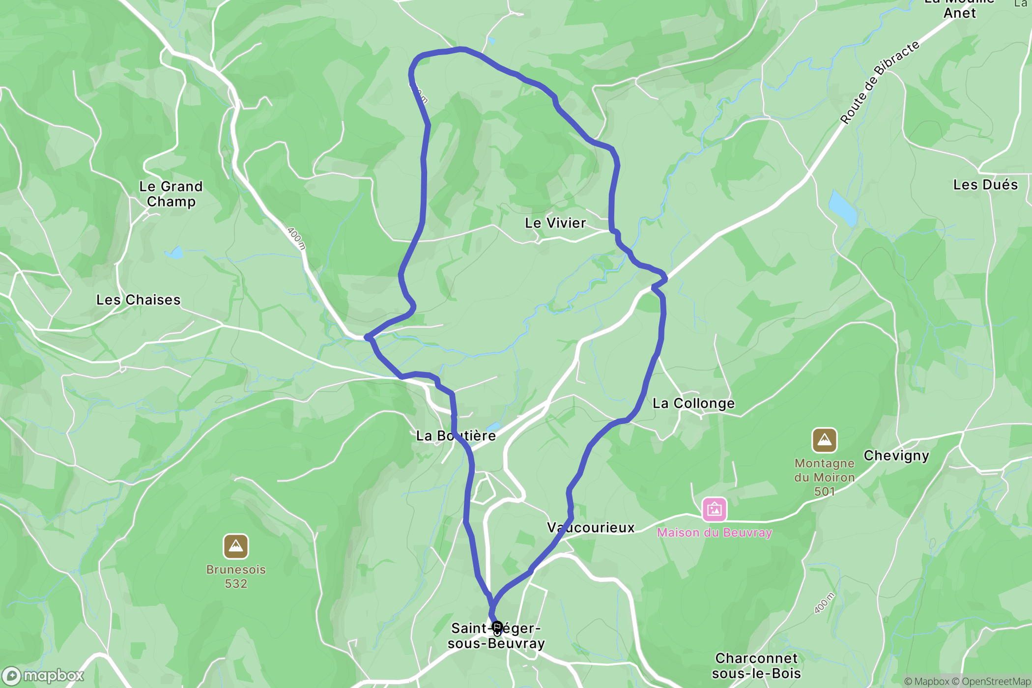 Saint-Léger-sous-Beuvray : carte du parcours de randonnée - France