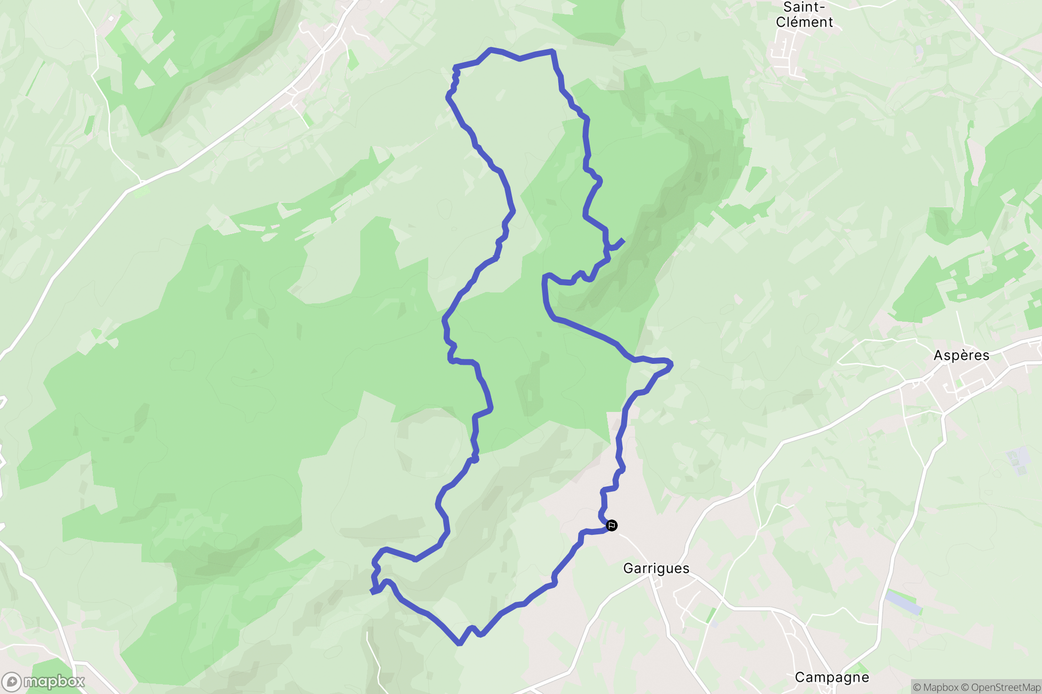 Garrigues : carte du parcours de randonnée - France