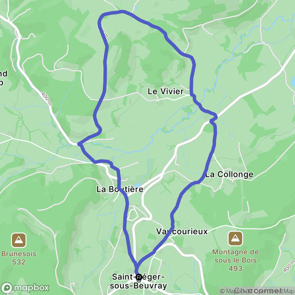 Saint-Léger-sous-Beuvray : carte du parcours de randonnée - France