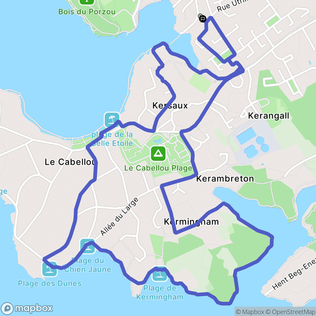Concarneau : carte du parcours de randonnée - France