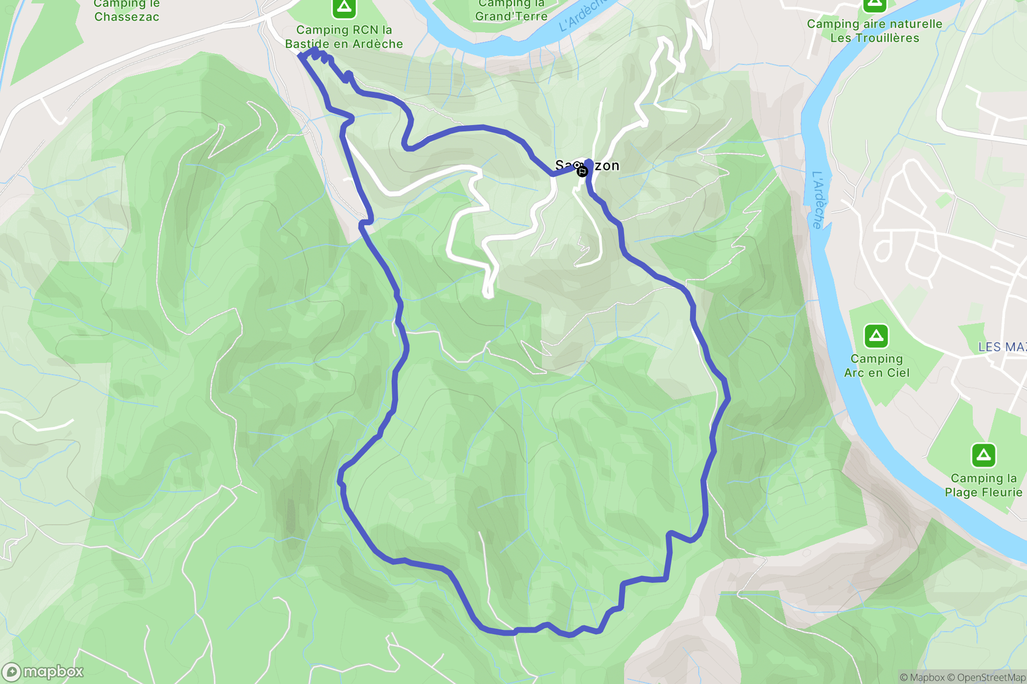 Sampzon : carte du parcours de randonnée - France