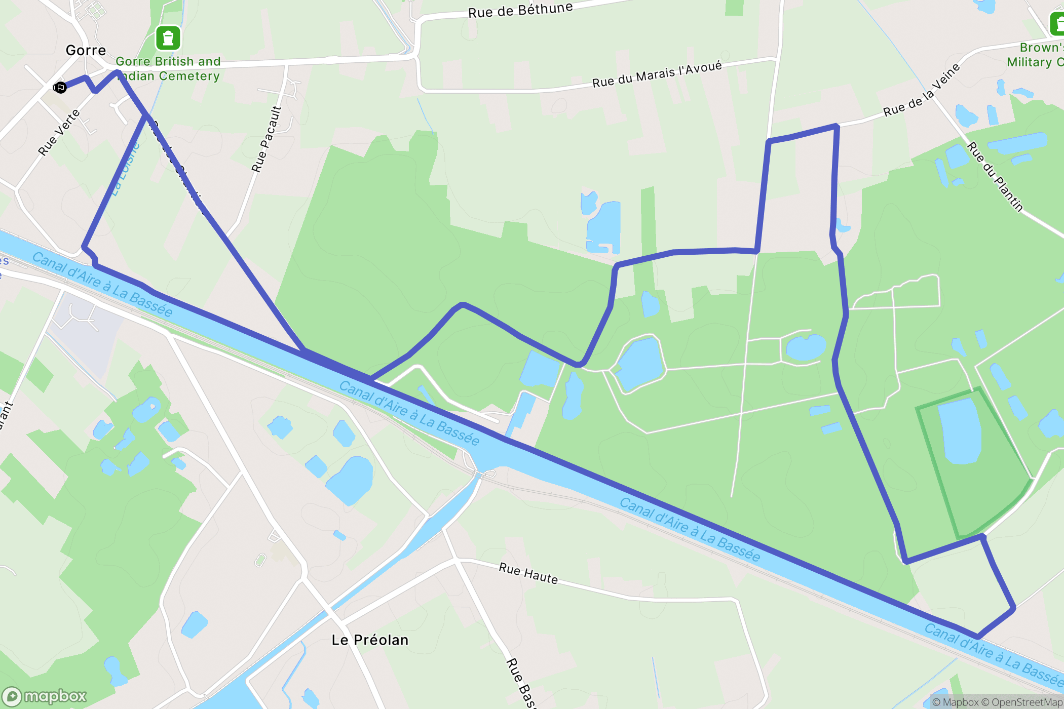Beuvry : carte du parcours de randonnée - France