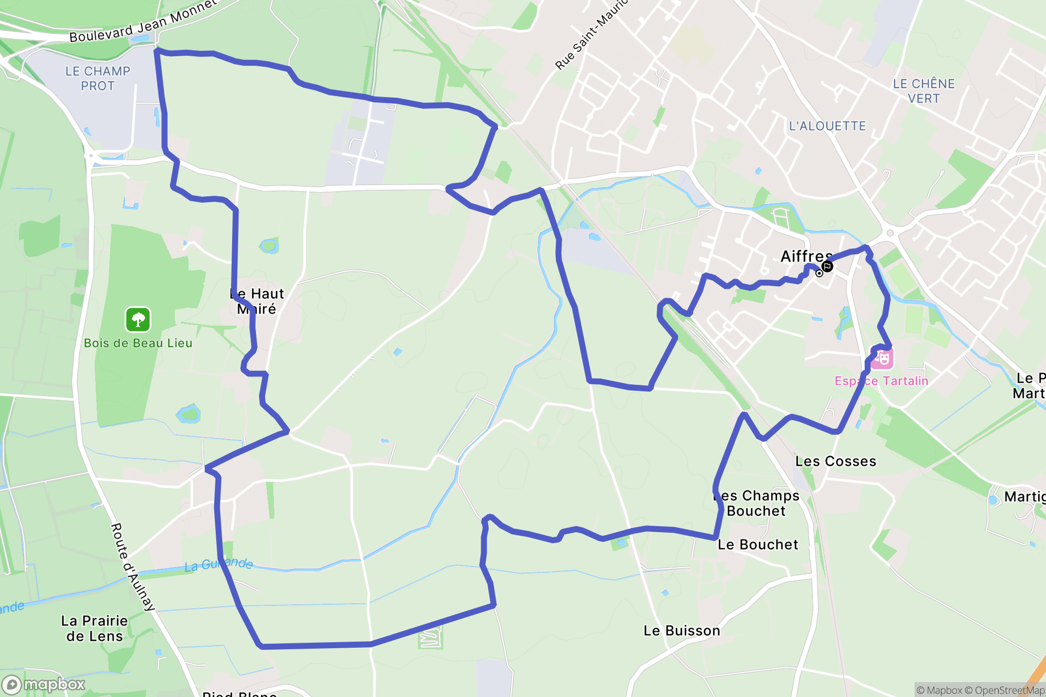 Aiffres : carte du parcours de randonnée - France