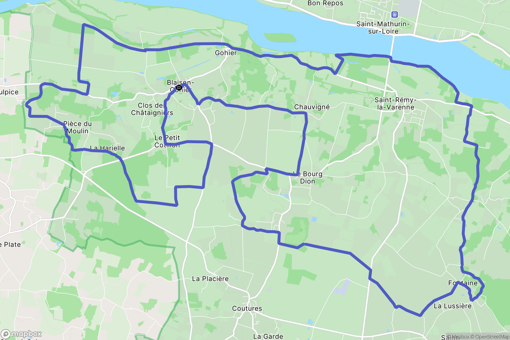 Blaison-Saint-Sulpice : carte du parcours de randonnée - France