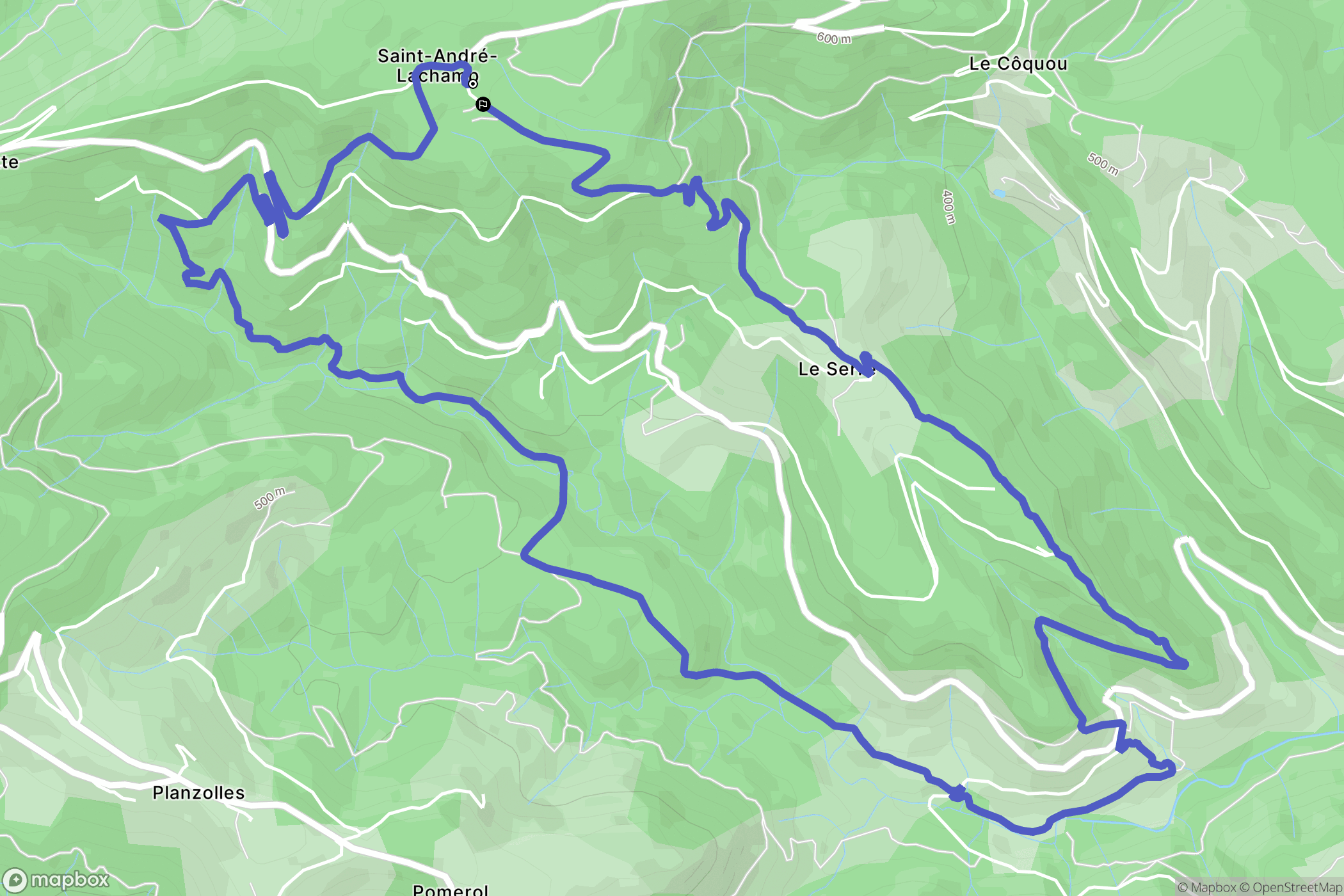 Saint-André-Lachamp : carte du parcours de randonnée - France