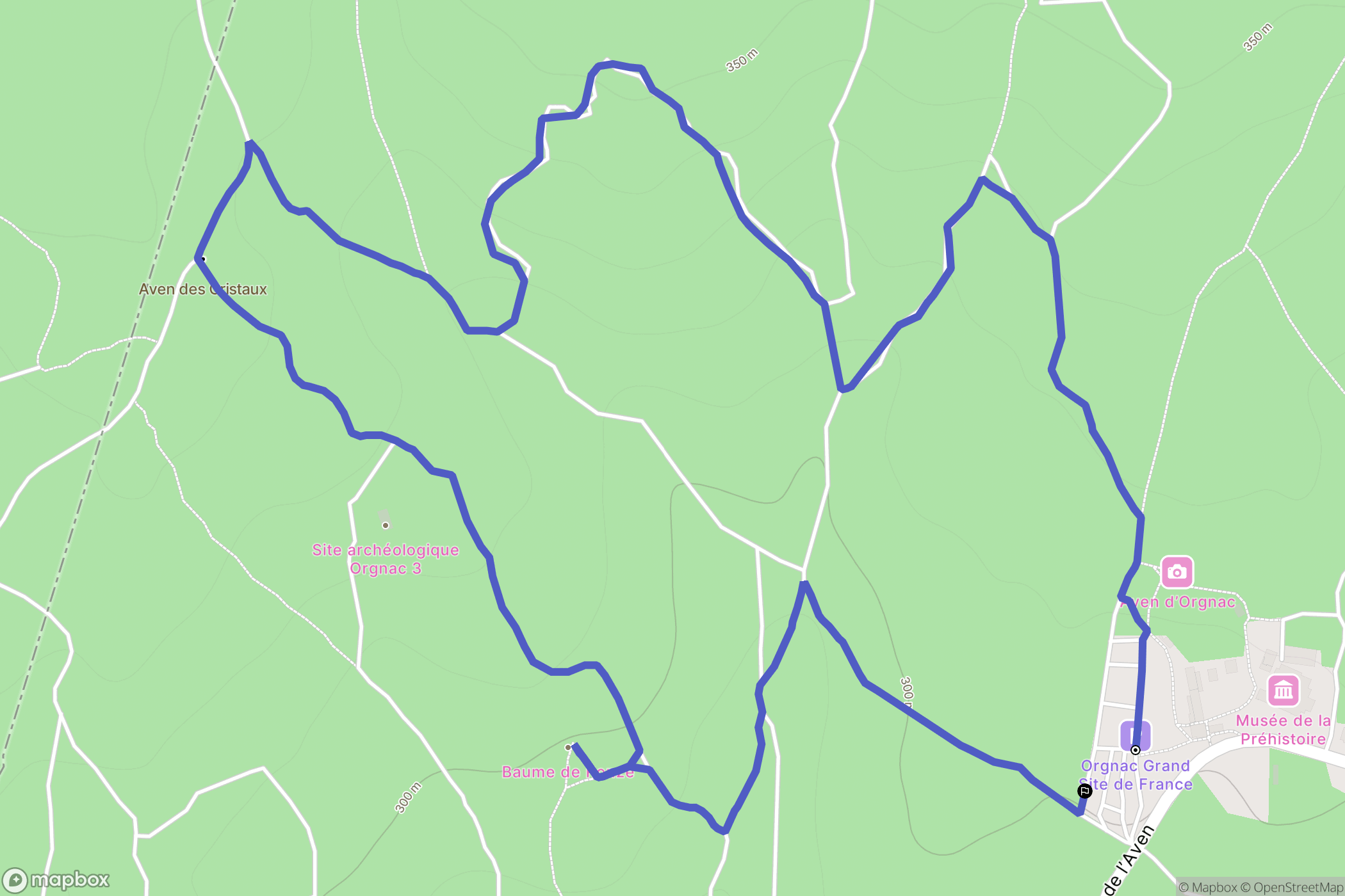 Orgnac-l'Aven : carte du parcours de randonnée - France