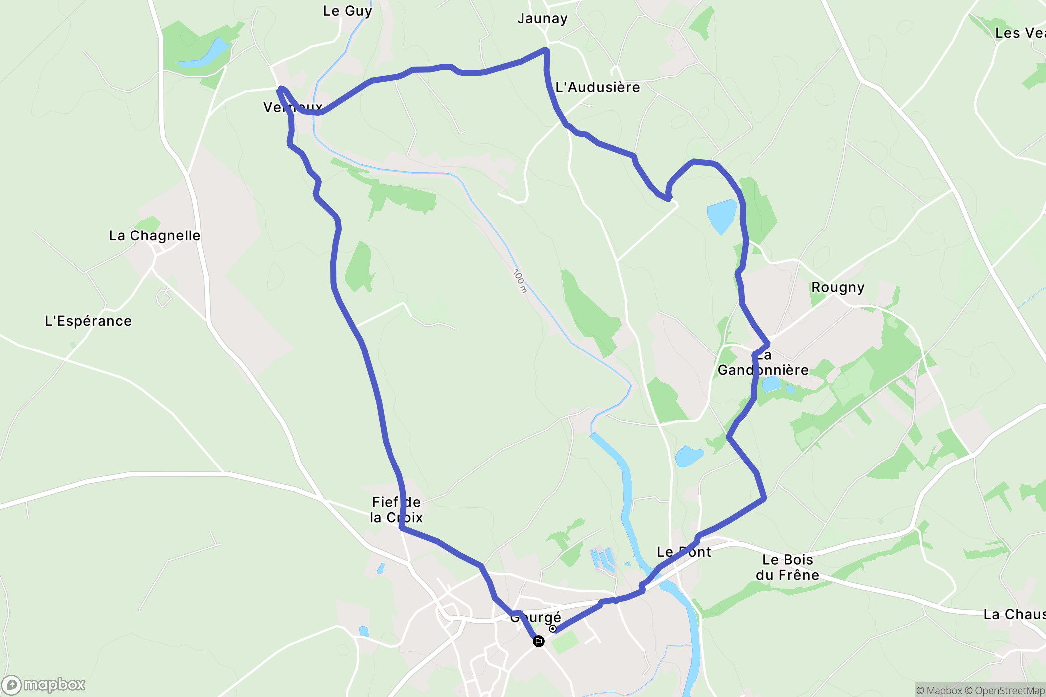 Gourgé : carte du parcours de randonnée - France