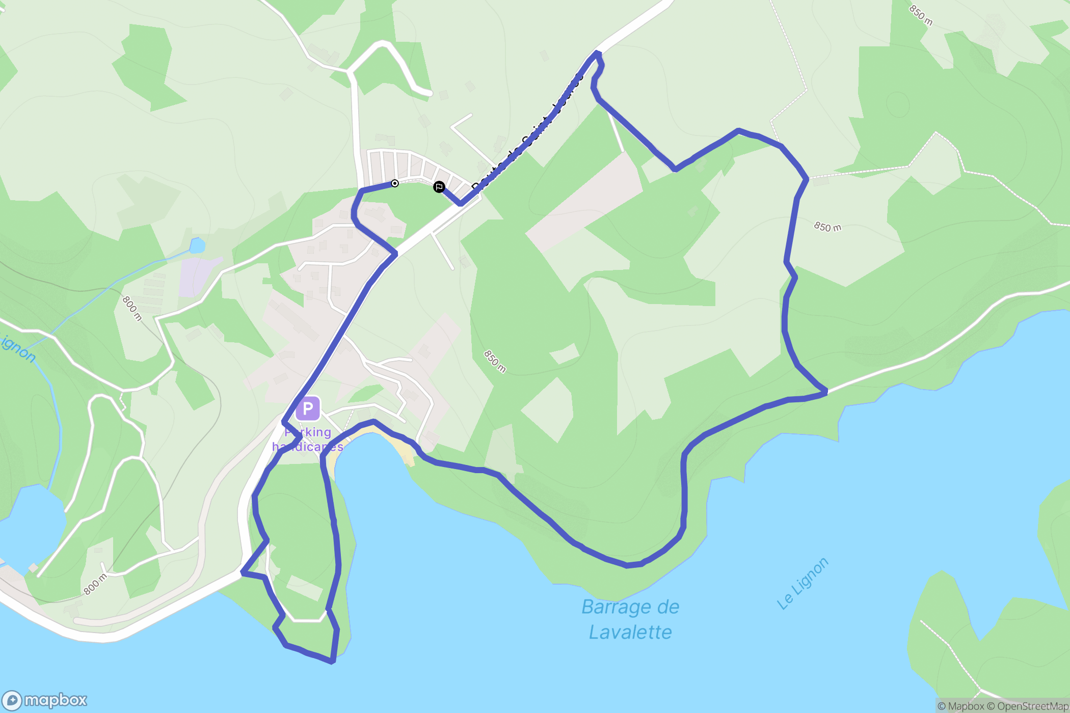 Lapte : carte du parcours de randonnée - France