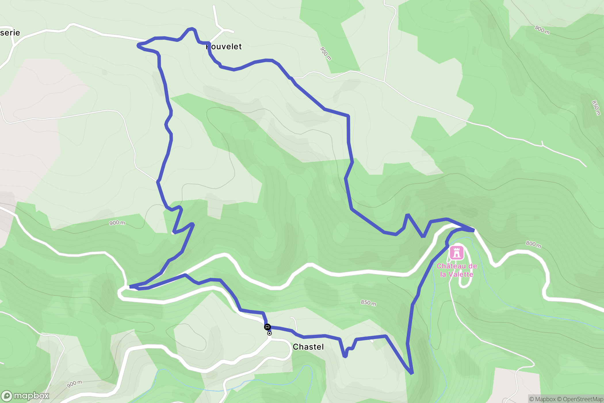 Chastel : carte du parcours de randonnée - France