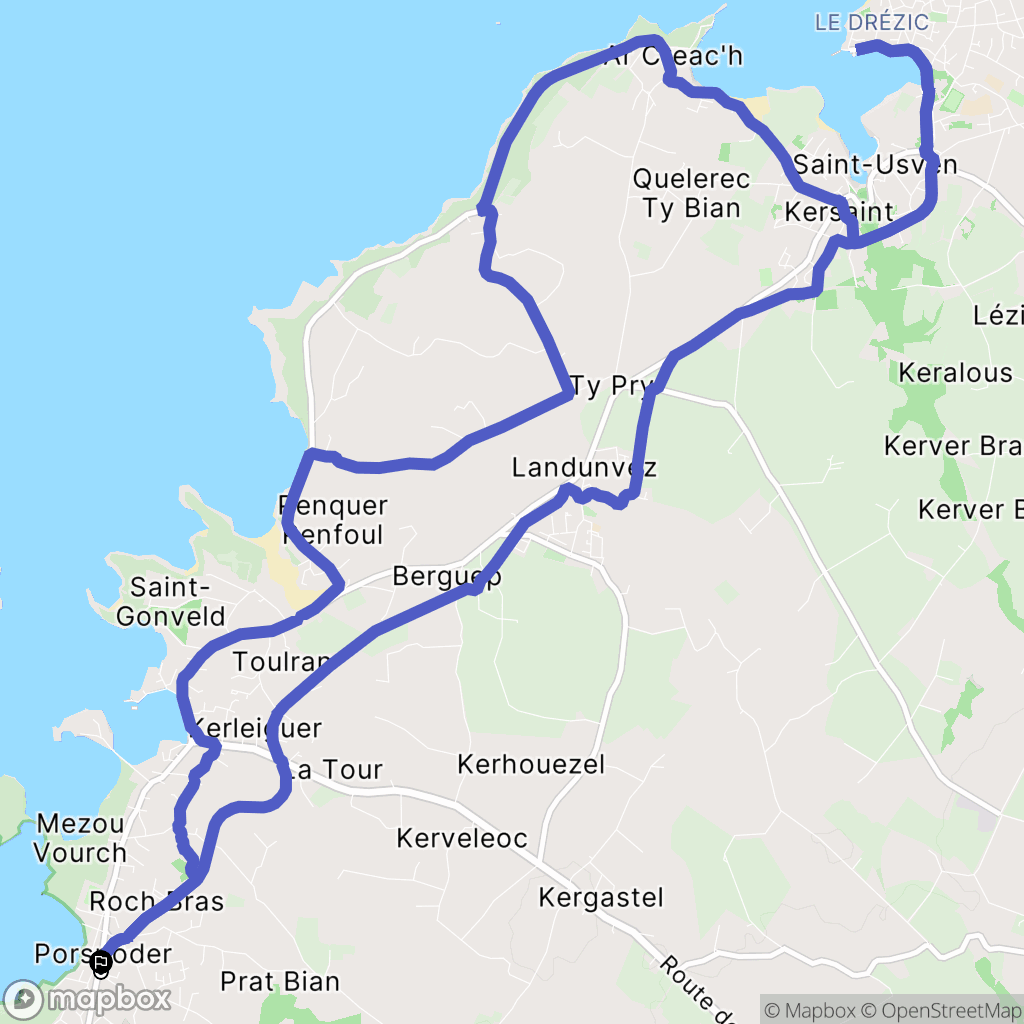 Porspoder : carte du parcours de randonnée - France