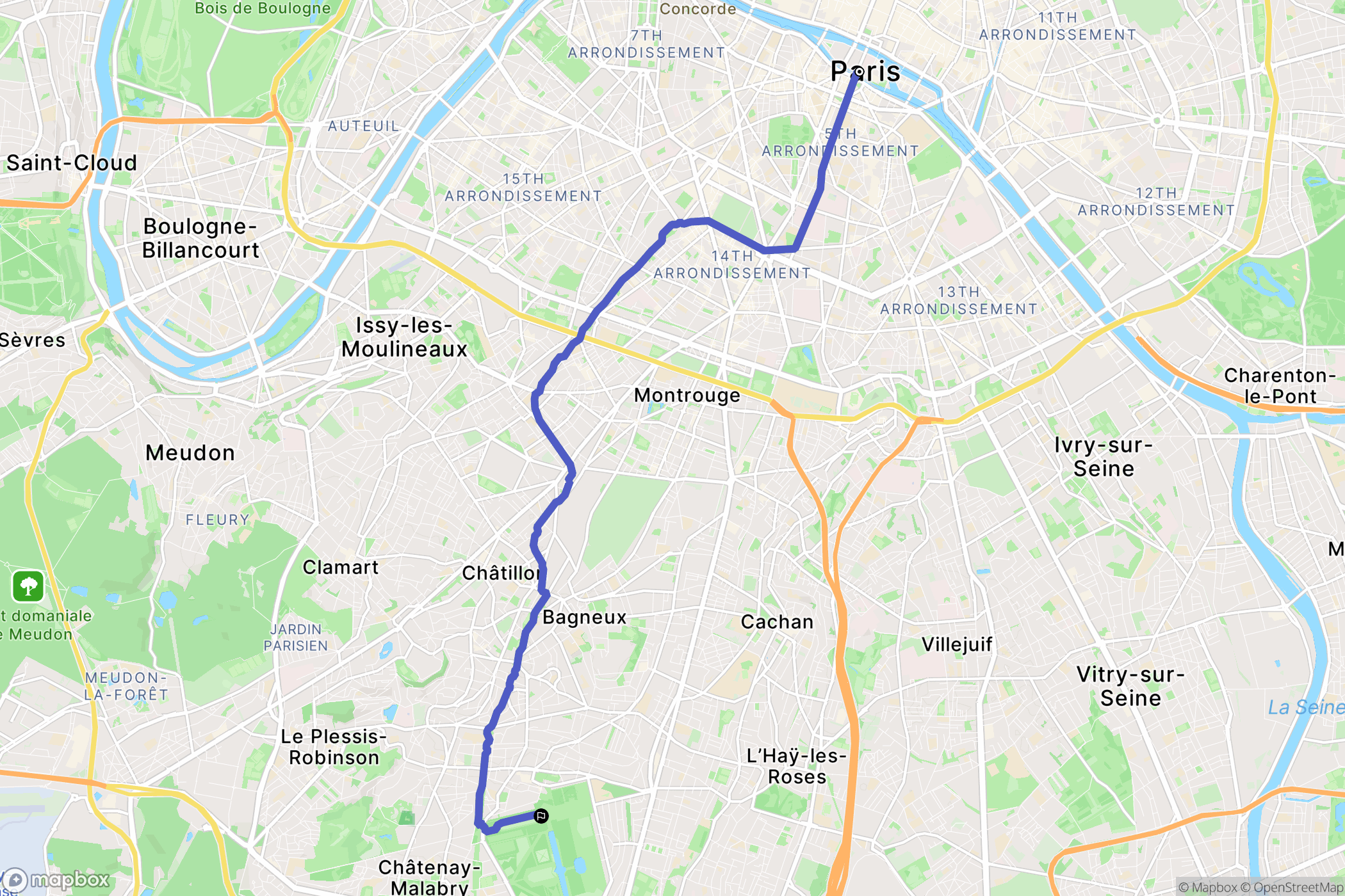 Paris : carte du parcours de randonnée - France