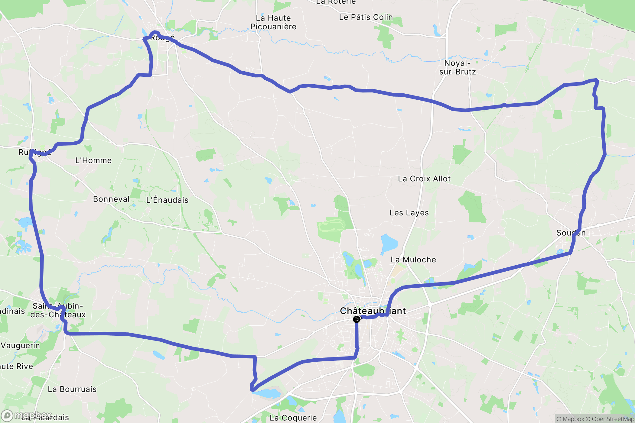 Châteaubriant : carte du parcours de randonnée - France