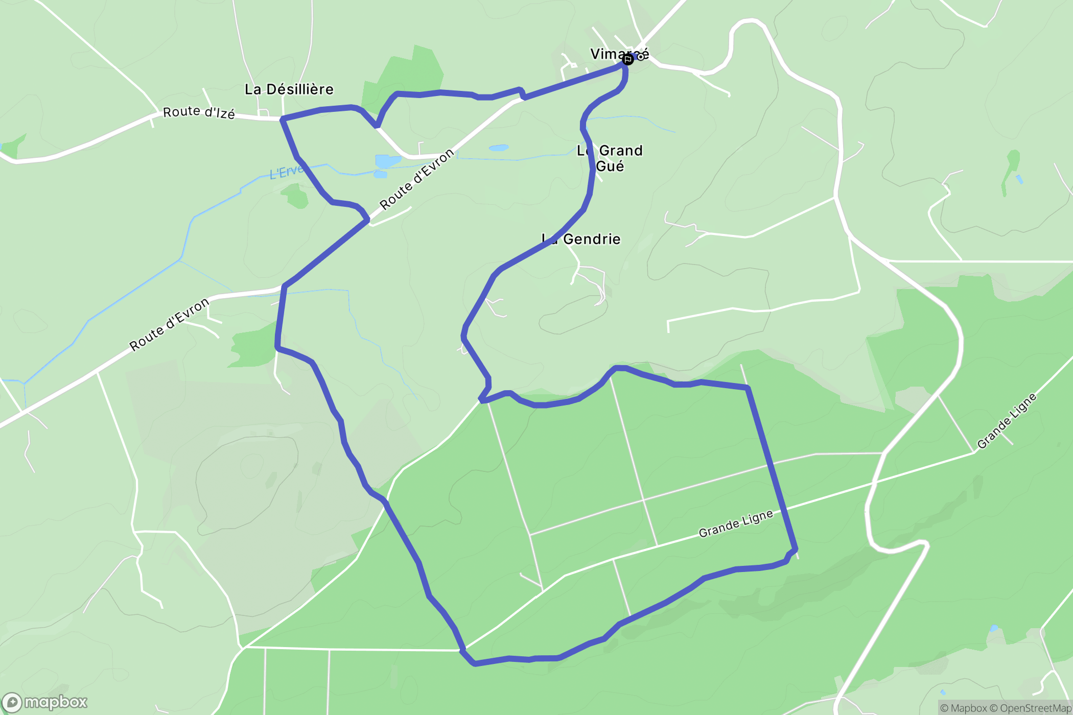 Vimartin-sur-Orthe : carte du parcours de randonnée - France