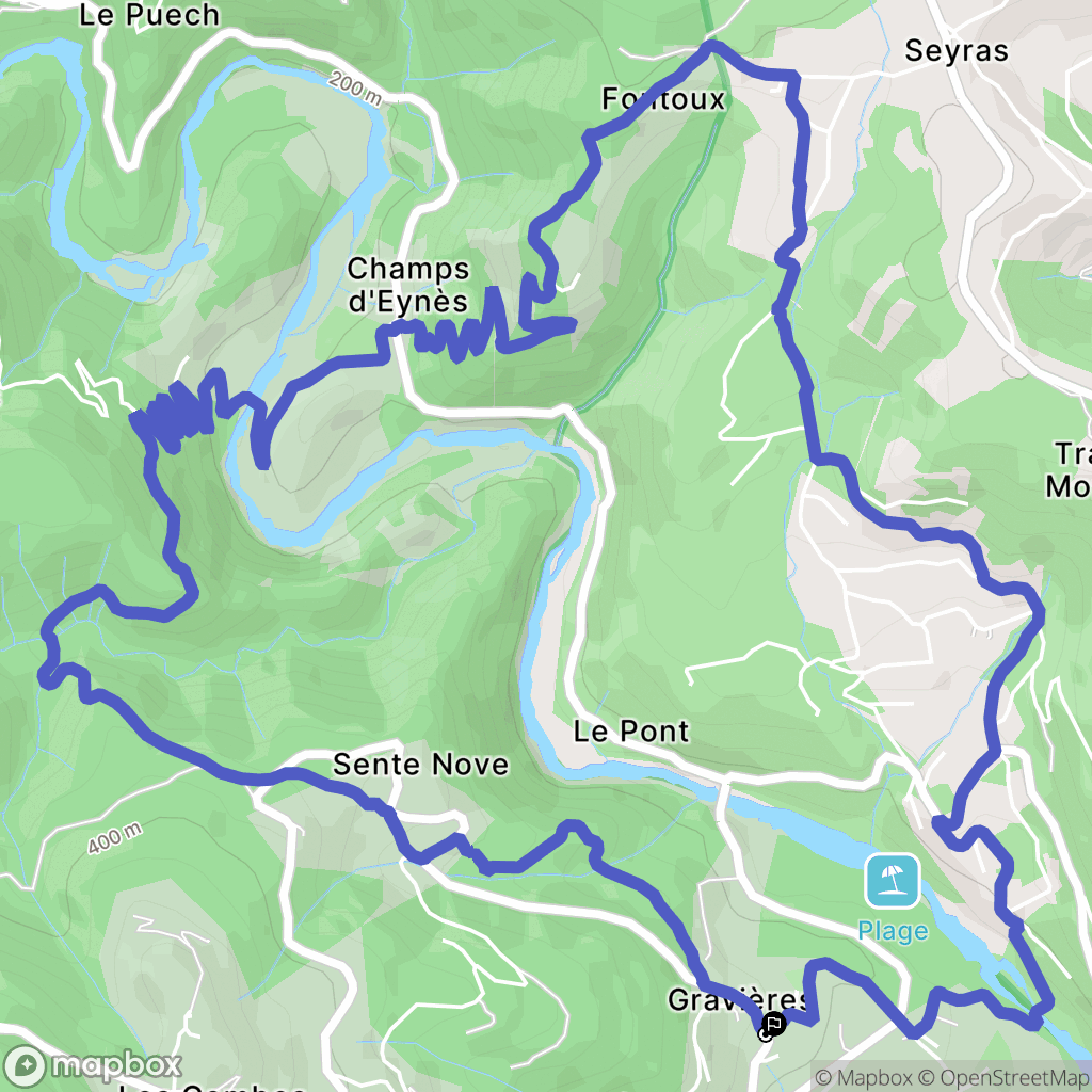 Gravières : carte du parcours de randonnée - France
