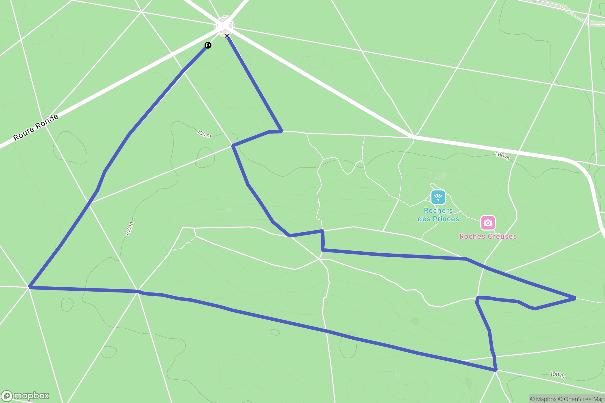 Fontainebleau : carte du parcours de randonnée - France