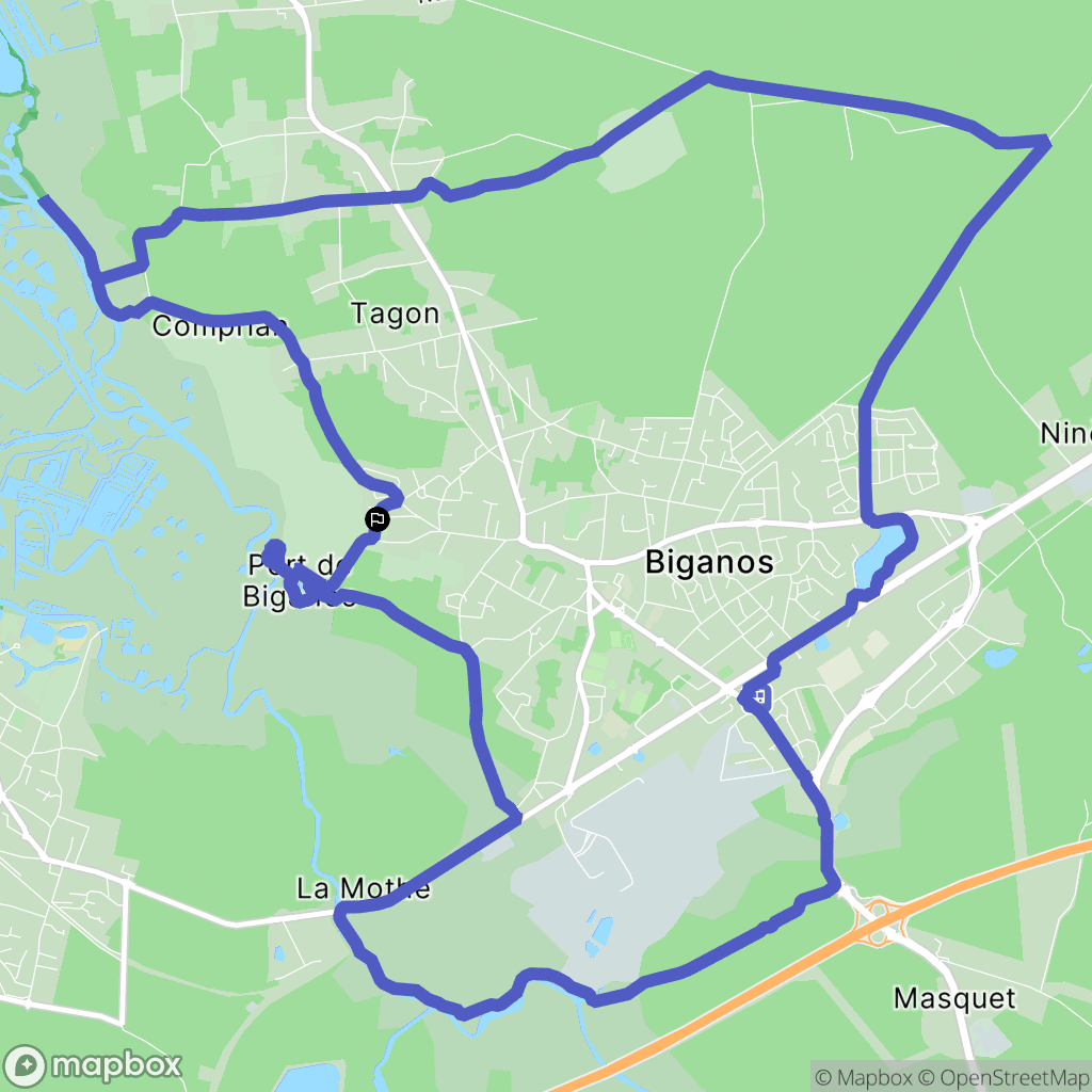 Biganos : carte du parcours de randonnée - France