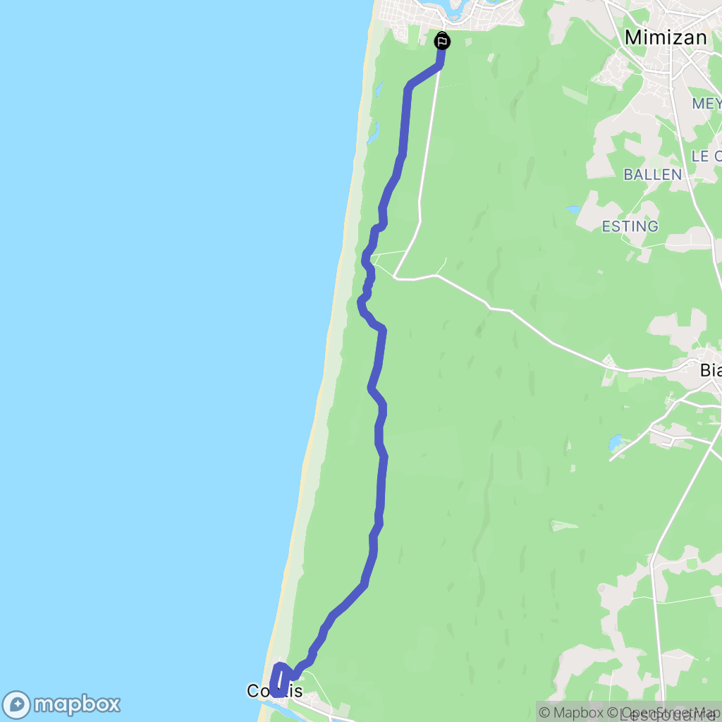 Mimizan : carte du parcours de randonnée - France