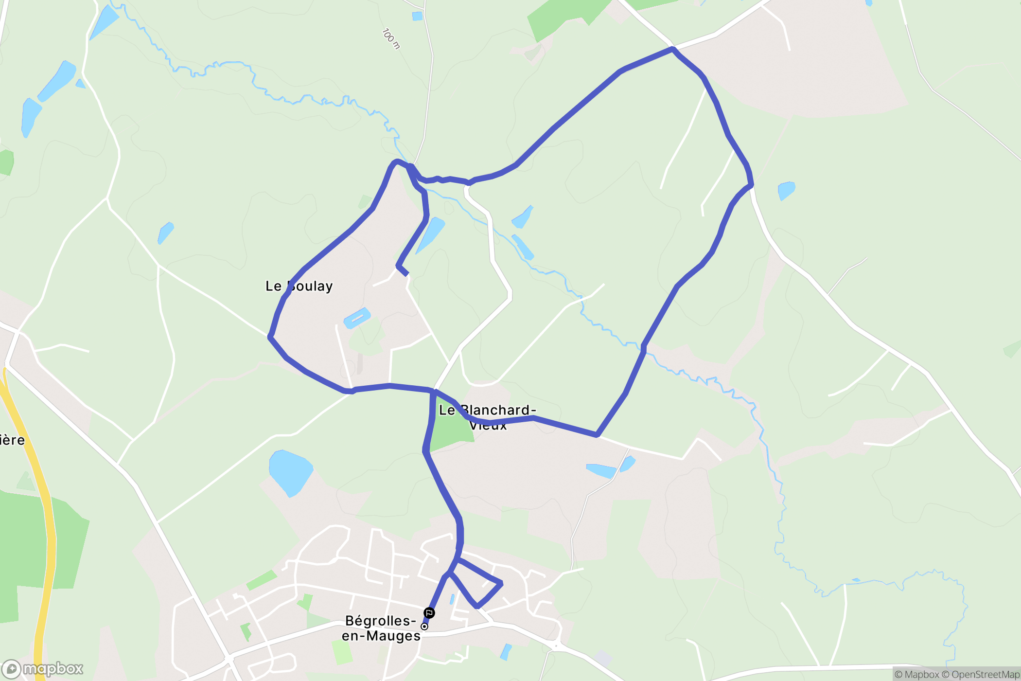 Bégrolles-en-Mauges : carte du parcours de randonnée - France