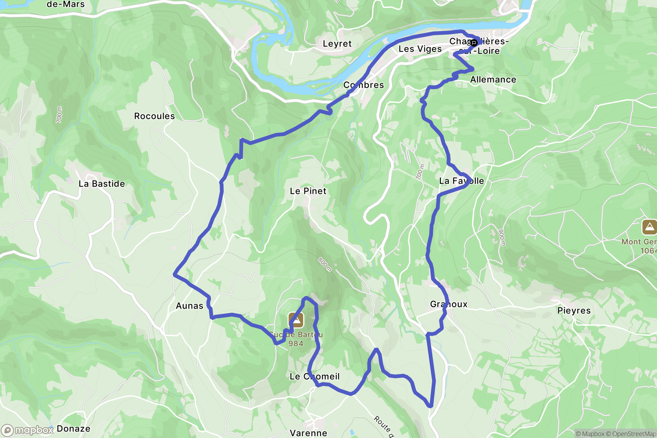 Chamalières-sur-Loire : carte du parcours de randonnée - France