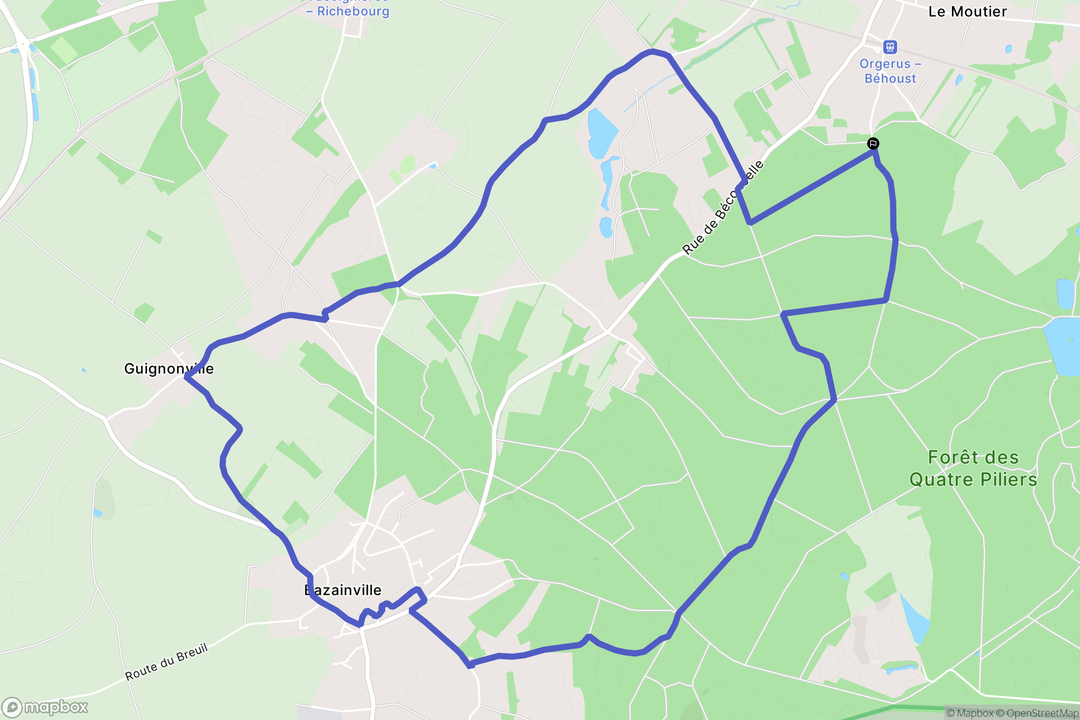 Orgerus : carte du parcours de randonnée - France