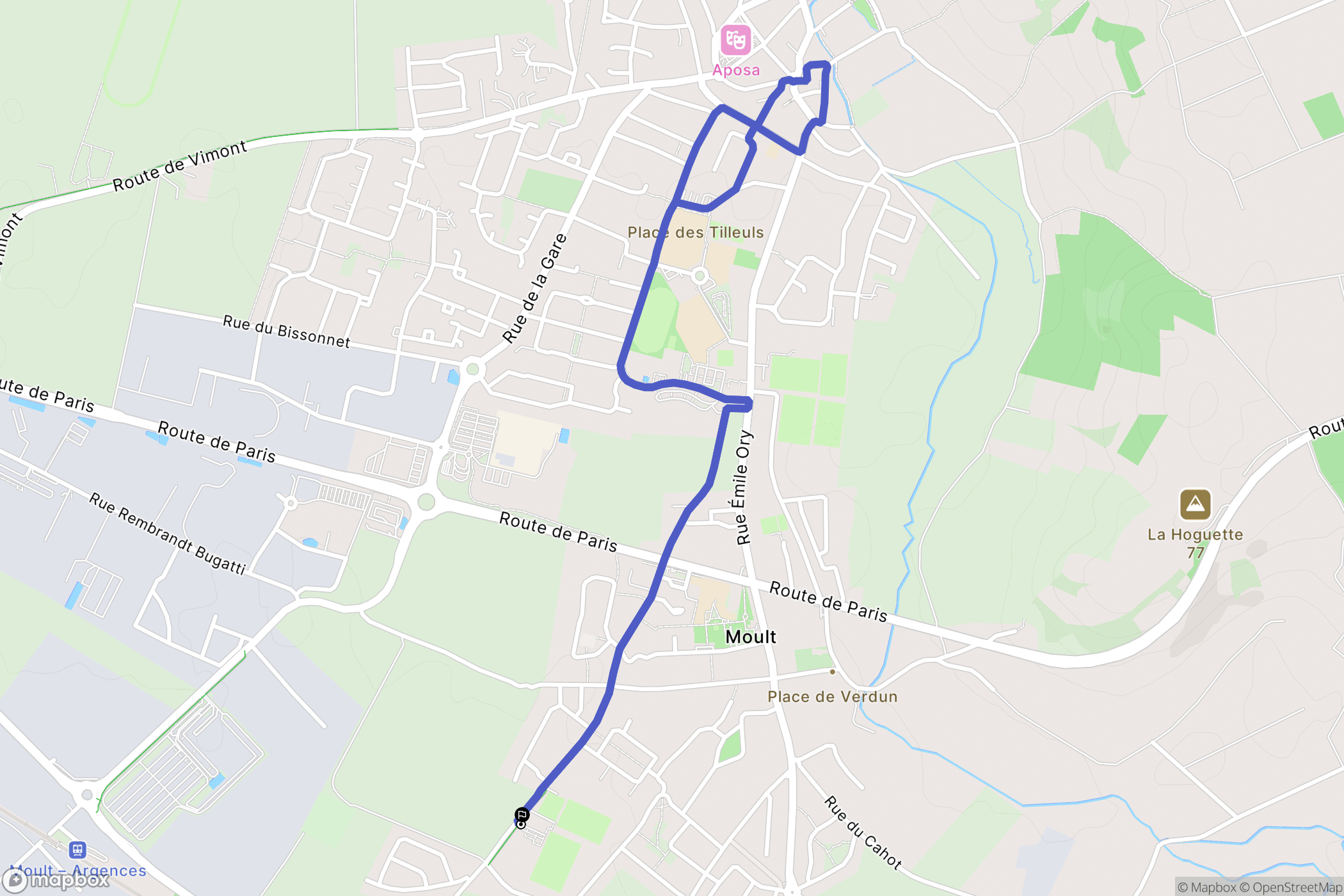 Moult-Chicheboville : carte du parcours de randonnée - France