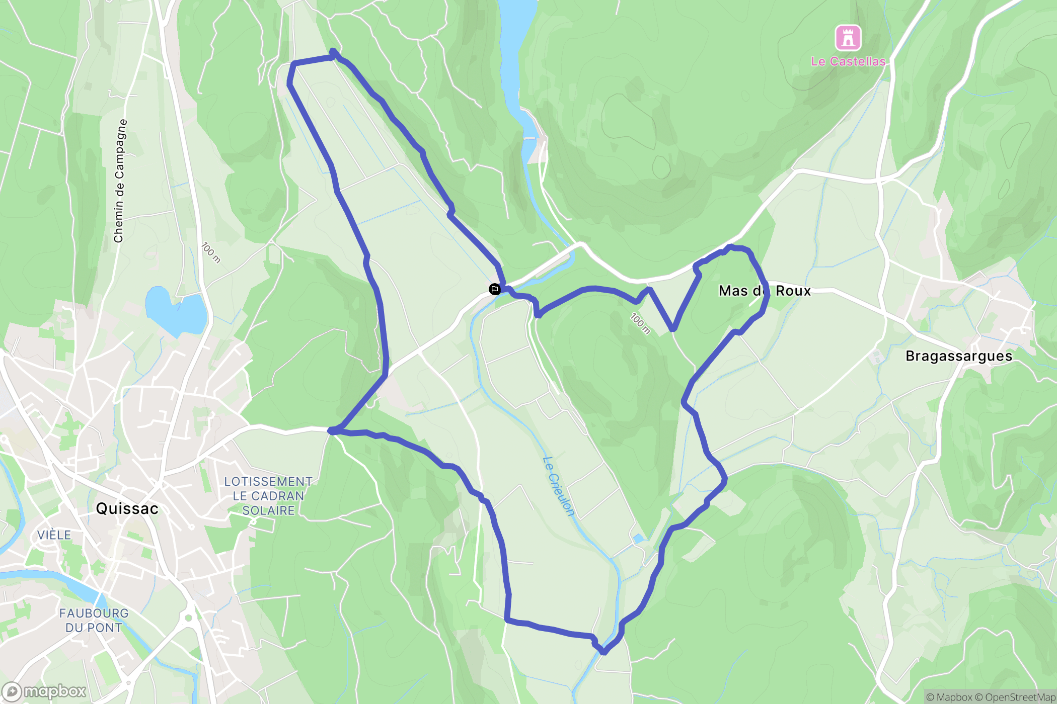 Quissac : carte du parcours de randonnée - France