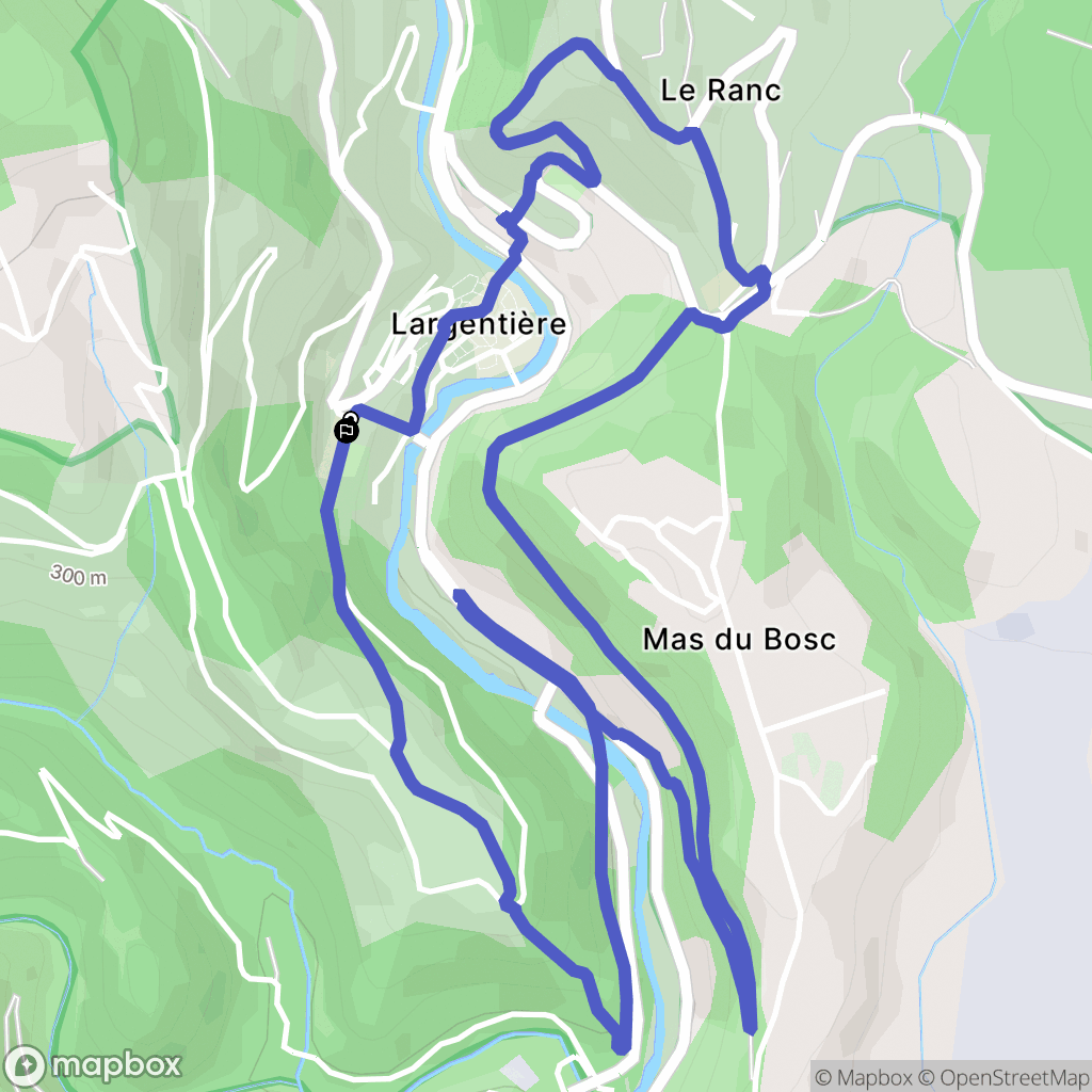 Largentière : carte du parcours de randonnée - France